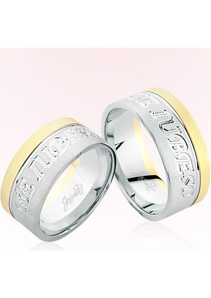 Beyaz Sarı Altın Alyans 6003