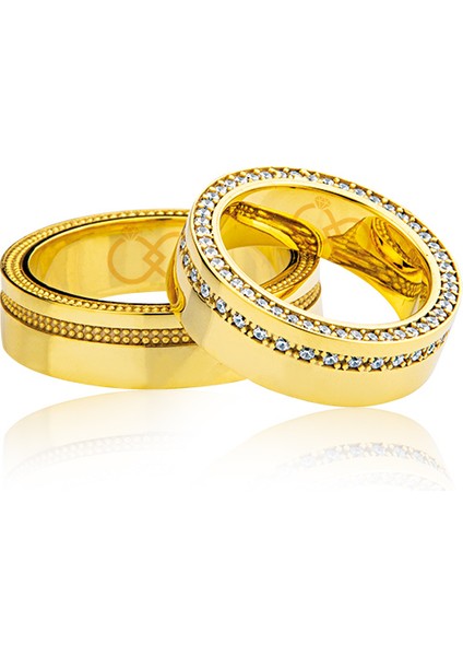 Sarı Taşlı Altın Alyans 0305