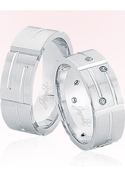 Beyaz Şeritli Taşlı Altın Alyans 4402