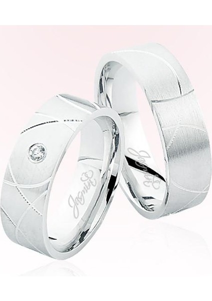 Desenli Beyaz Altın Alyans 5109