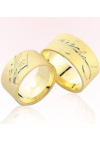 Sarı Desenli Altın Alyans 6009