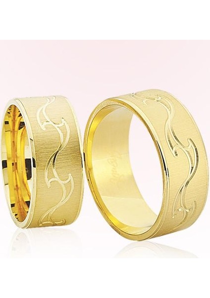 Sarı Desenli Altın Alyans 6801