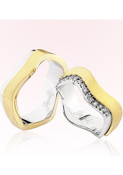 Dalgalı Taşlı Altın Alyans 2904