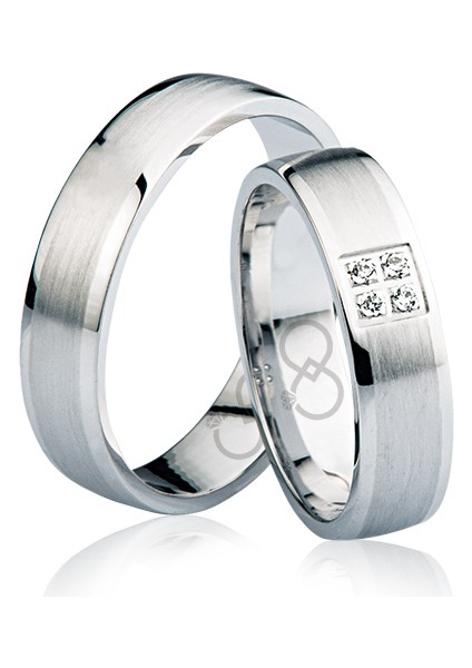 Beyaz Taşlı Altın Alyans 2601-1