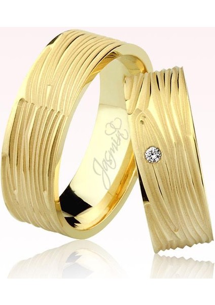 Sarı Desenli Altın Alyans 2405-2
