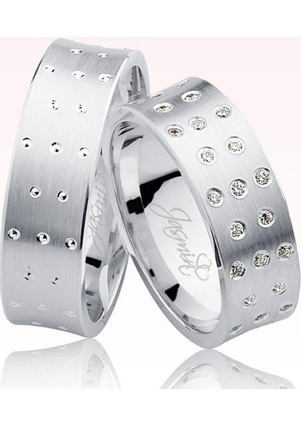 Taşlı Beyaz Altın Alyans 0503-2