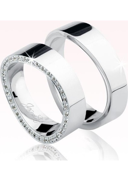 Beyaz Taşlı Altın Alyans 0304-2