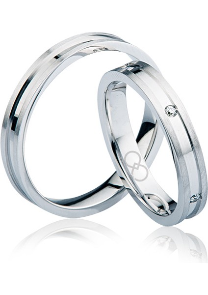 Beyaz Şeritli Altın Alyans 3001-1