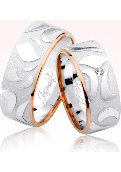 Desenli Rose Çizgili Altın Alyans 0703-2