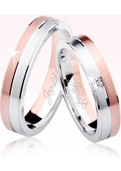 Rose Beyaz Altın Alyans 2601-2