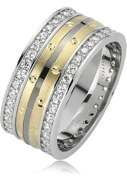 Gümüş Noktalı Taşlı Çift Bayan Alyans