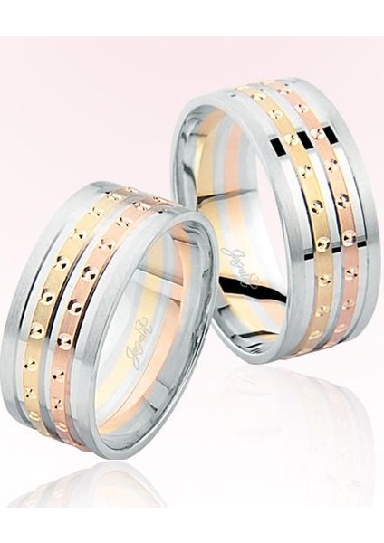 Rose Beyaz Altın Alyans 7405