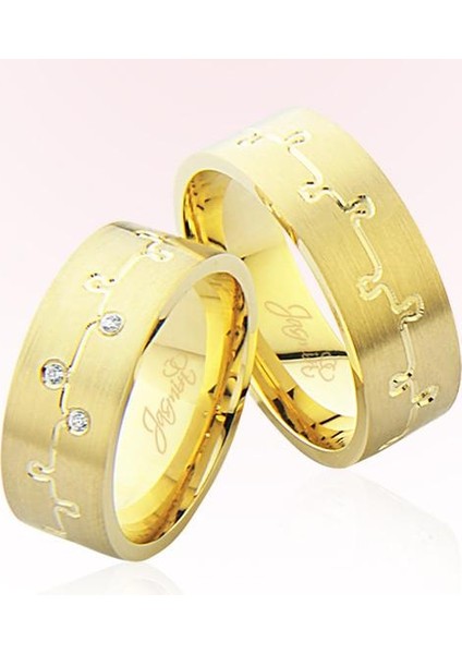 Sarı Desenli Altın ALYANS-5306