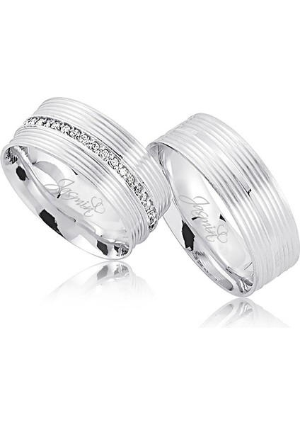 Taşlı Beyaz Altın Alyans 1403