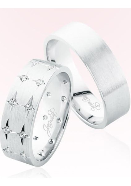 Beyaz Taşlı Altın Alyans 4502