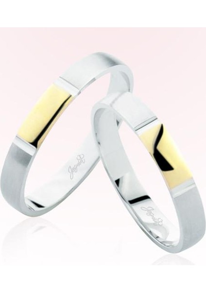 Beyaz Sarı Altın Alyans 6208