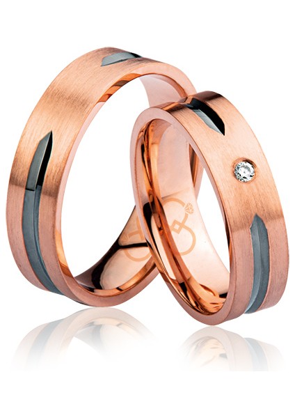 Ortası Taşlı Rose Alyans 2403-1