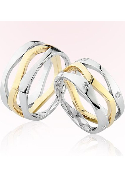 Lazer Kesim Taşlı Altın Alyans 1503-2