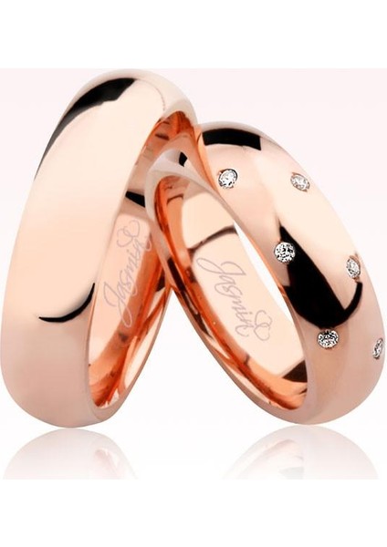 Rose Bombeli Taşlı Altın Alyans 1405-1