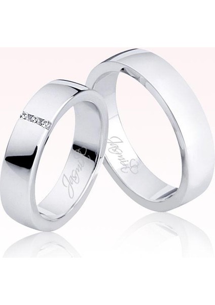 Beyaz Taşlı Altın Alyans 2305-2