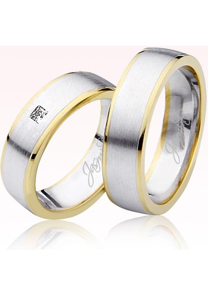 Beyaz Sarı Altın Alyans 3005-2