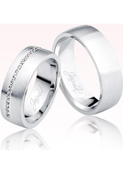 Beyaz Taşlı Altın Alyans 0303-2