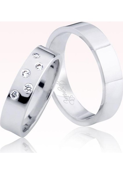 Beyaz Taşlı Altın Alyans 1502-1
