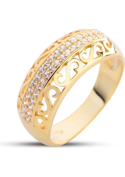 S Motifli Altın Rengi Gümüş Alyans GMS224