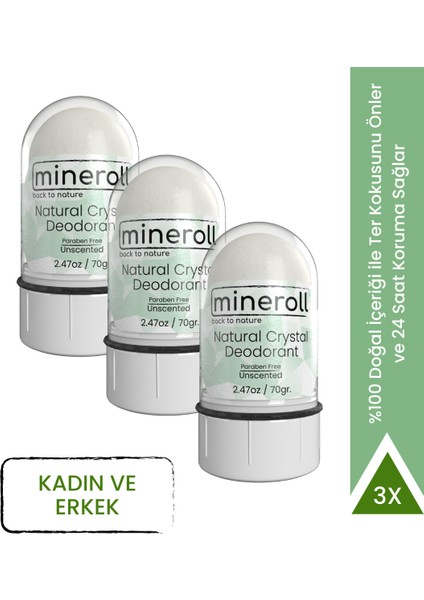 Doğal Kristal Tuz Vegan Deodorant 70 G x 3