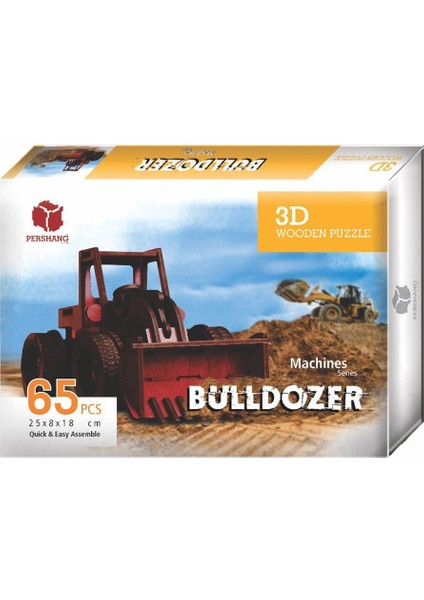 2019014 Pershang Bulldozer / 65 Parça - 3 Boyutlu Ahşap Puzzle