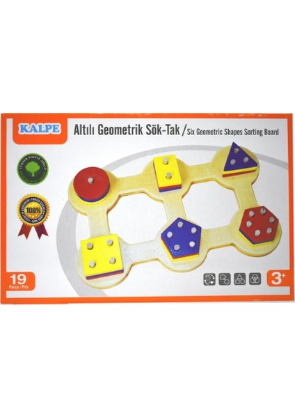 KAL-1013 Chiva, Ahşap Geometrik Sök Tak 6'lı