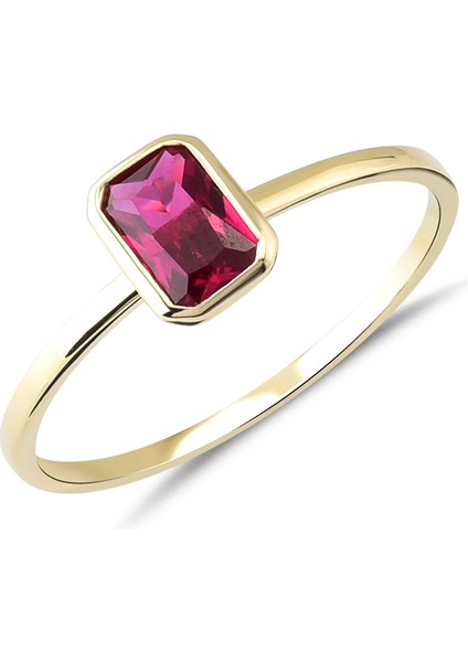 Yakut Renkli Altın Tektaş Yüzük YZA.103.01