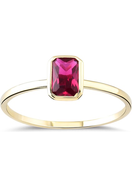 Yakut Renkli Altın Tektaş Yüzük YZA.103.01 fiyatları