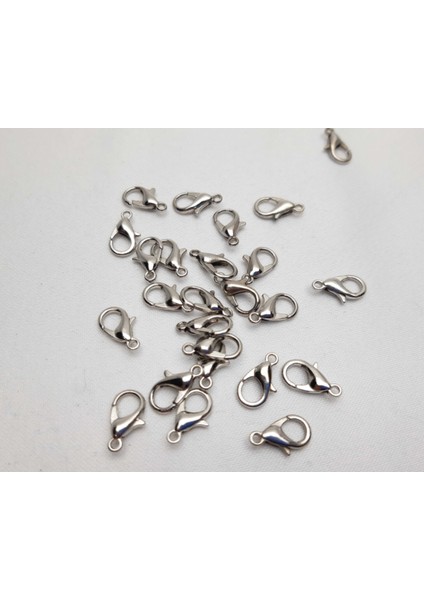 Metal Takı Papağan Klipsi Gümüş Renginde (50 Adet) 10 mm