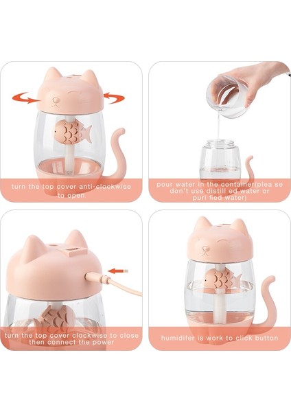 3 In 1 350 ml USB Kedi Hava Nemlendirici (Yurt Dışından)