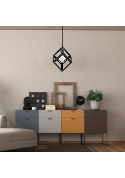 Cup Tekli Sarkıt Siyah -Led Ampul Dahil Modern Koridor Mutfak Salon Sarkıt Avize