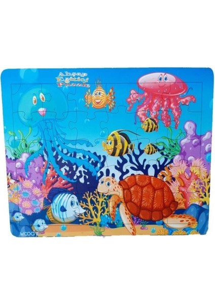 4 Adet Güneş Sitemi Dinazorların Dünyası 15 Hayvanlı ve Arkadaşları Ahşap Puzzle Seti 30 Parça