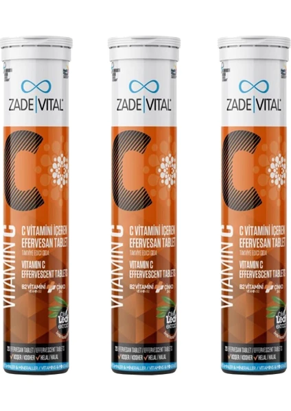 Zade Vital C Vitamini 20 Efervesan Tablet 3 Adet