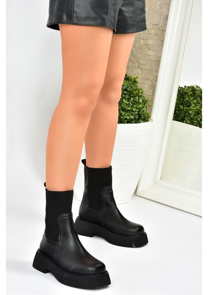 Siyah Kalın Tabanlı Günlük Kadın Bot L610130209