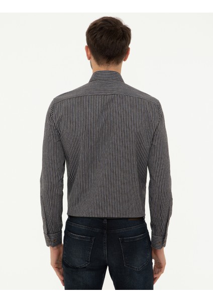 Erkek Mavi Regular Fit Uzun Kollu Gömlek 50238826-VR036