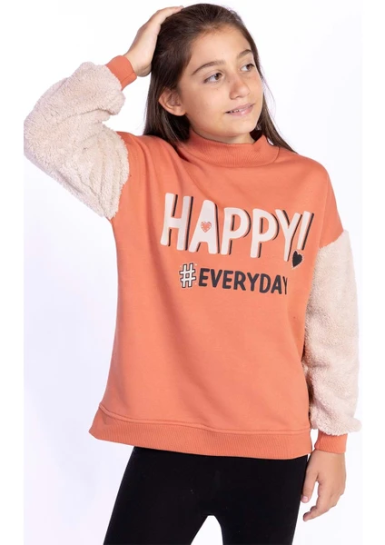 Toontoy Kids Toontoy Kız Çocuk Peluş Detaylı Baskılı Sweatshirt