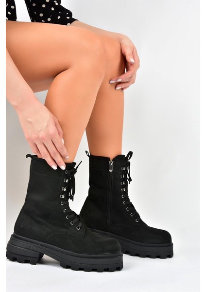 Siyah Süet Bağcıklı Kadın Postal Bot L996750002