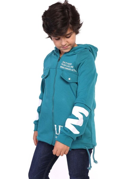 Toontoy Erkek Çocuk Kapüşonlu Baskılı Hırka