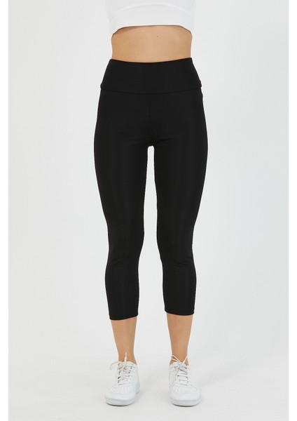 Kadın Siyah Yüksel Bel Kapri Tayt