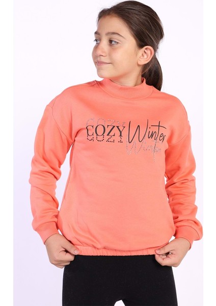 Toontoy Kız Çocuk Balıkçı Yaka Içi Pamuklu Sweatshirt
