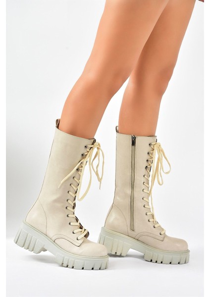 Bej Kalın Tabanlı Kadın Çizme L996081009 modelleri