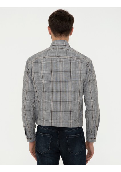 Erkek Siyah Regular Fit Uzun Kollu Gömlek 50238822-VR046