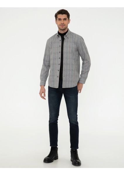Erkek Siyah Regular Fit Uzun Kollu Gömlek 50238822-VR046