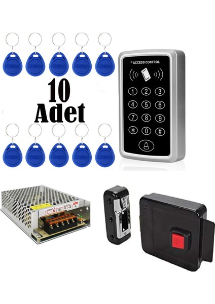 RFID Şifreli Kapı Kilidi - Kapı Otomat Set - Adaptör - Manyetik Anahtar