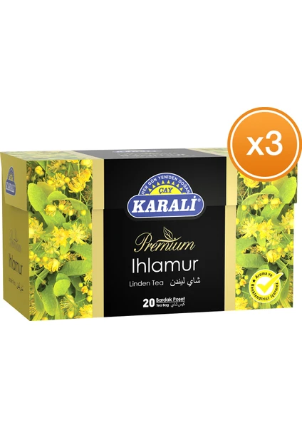 Karali Çay Premium Bardak Poşet Ihlamur Çayı 20'li x 3 Paket